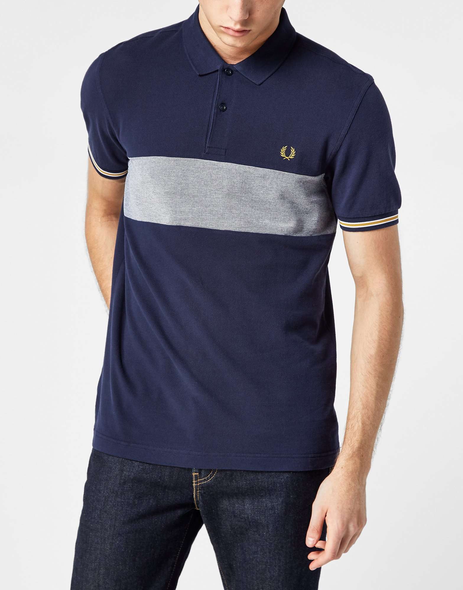 Fred Perry Oxford Panel Pique Polo Shirt | scotts Menswear