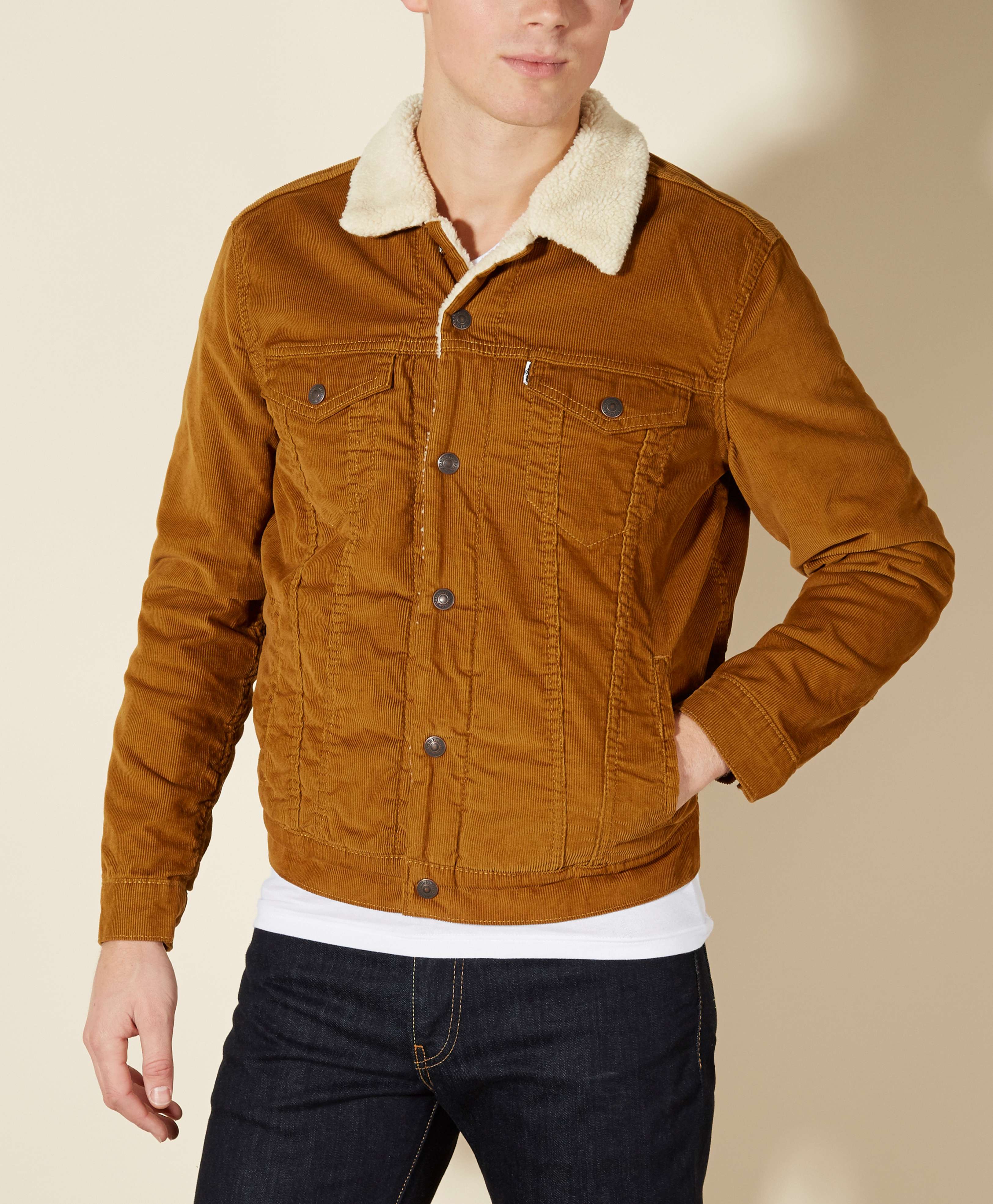 levi's sherpa bronze corduroy trucker jacket