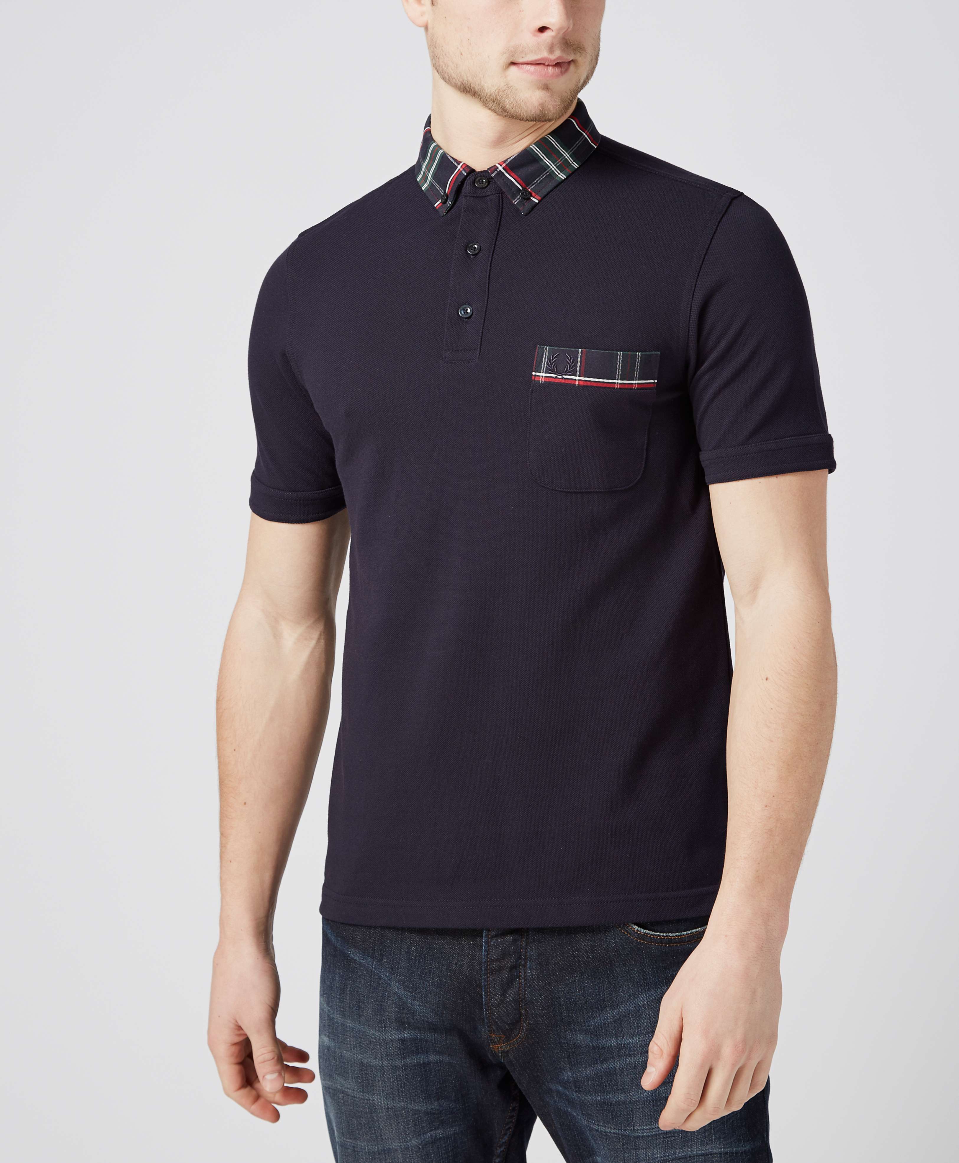 Fred Perry House Tartan Trim Polo Shirt  scotts Menswear