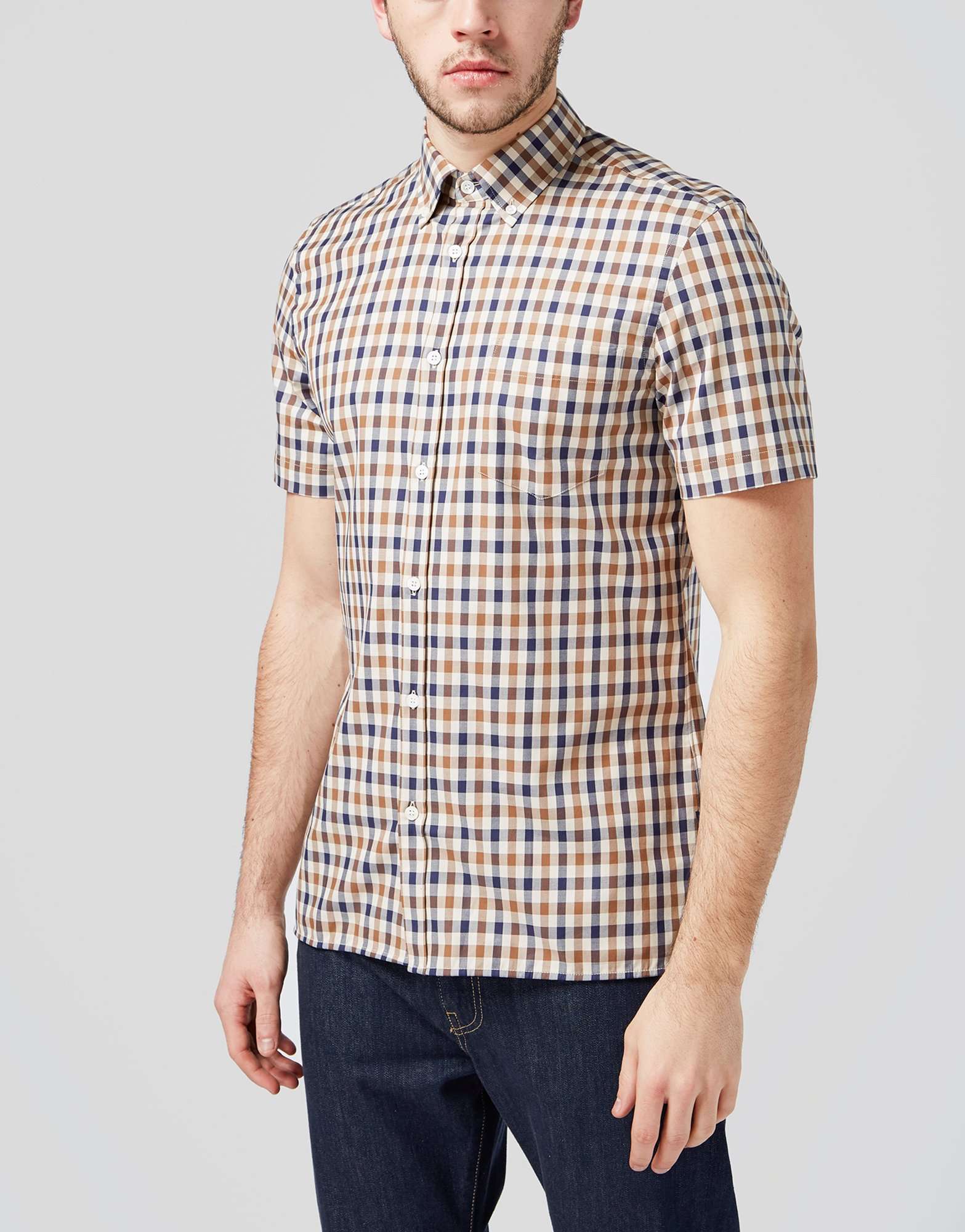 Aquascutum Short Sleeve Club Check Shirt | scotts Menswear