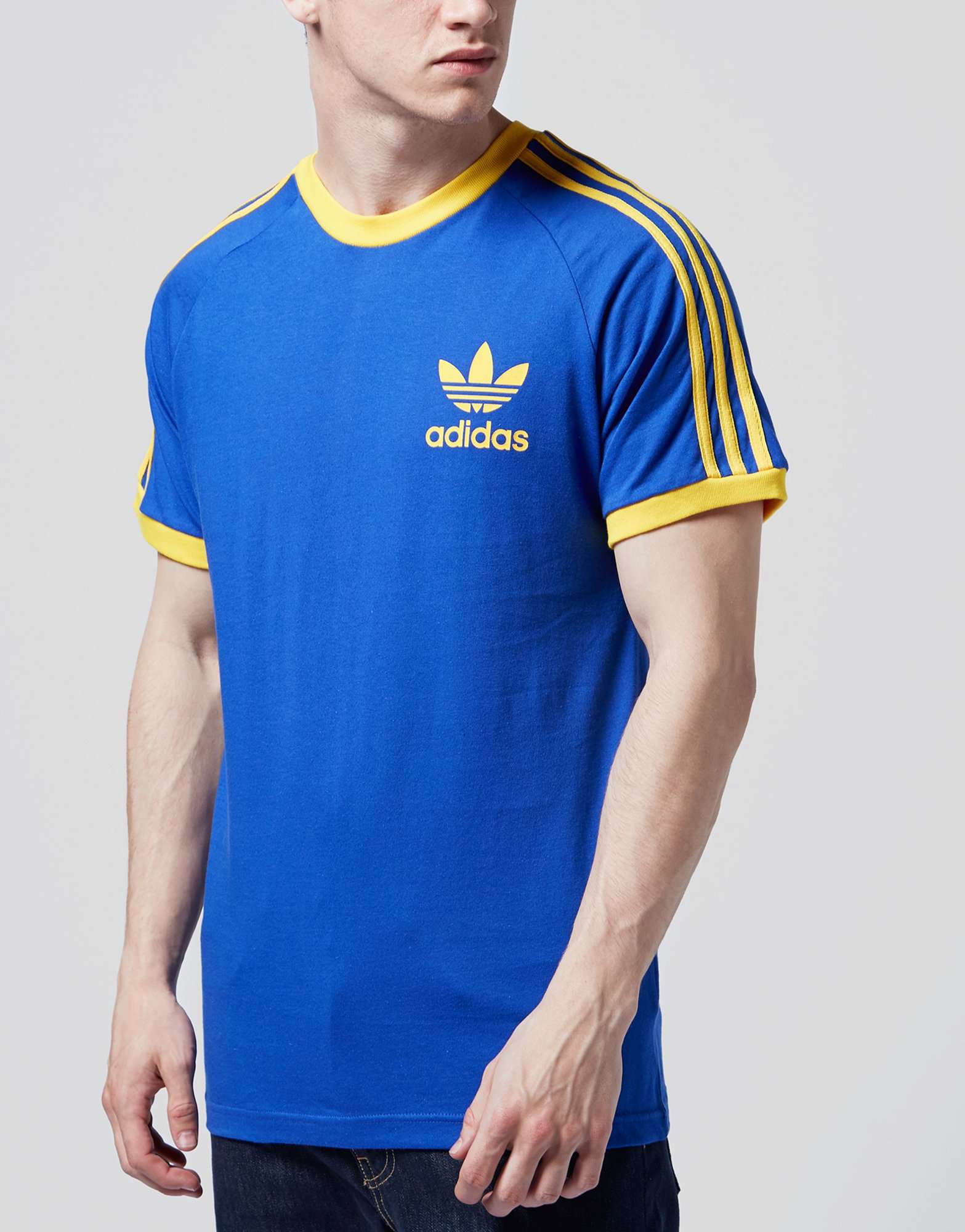 adidas california t shirt blue and yellow