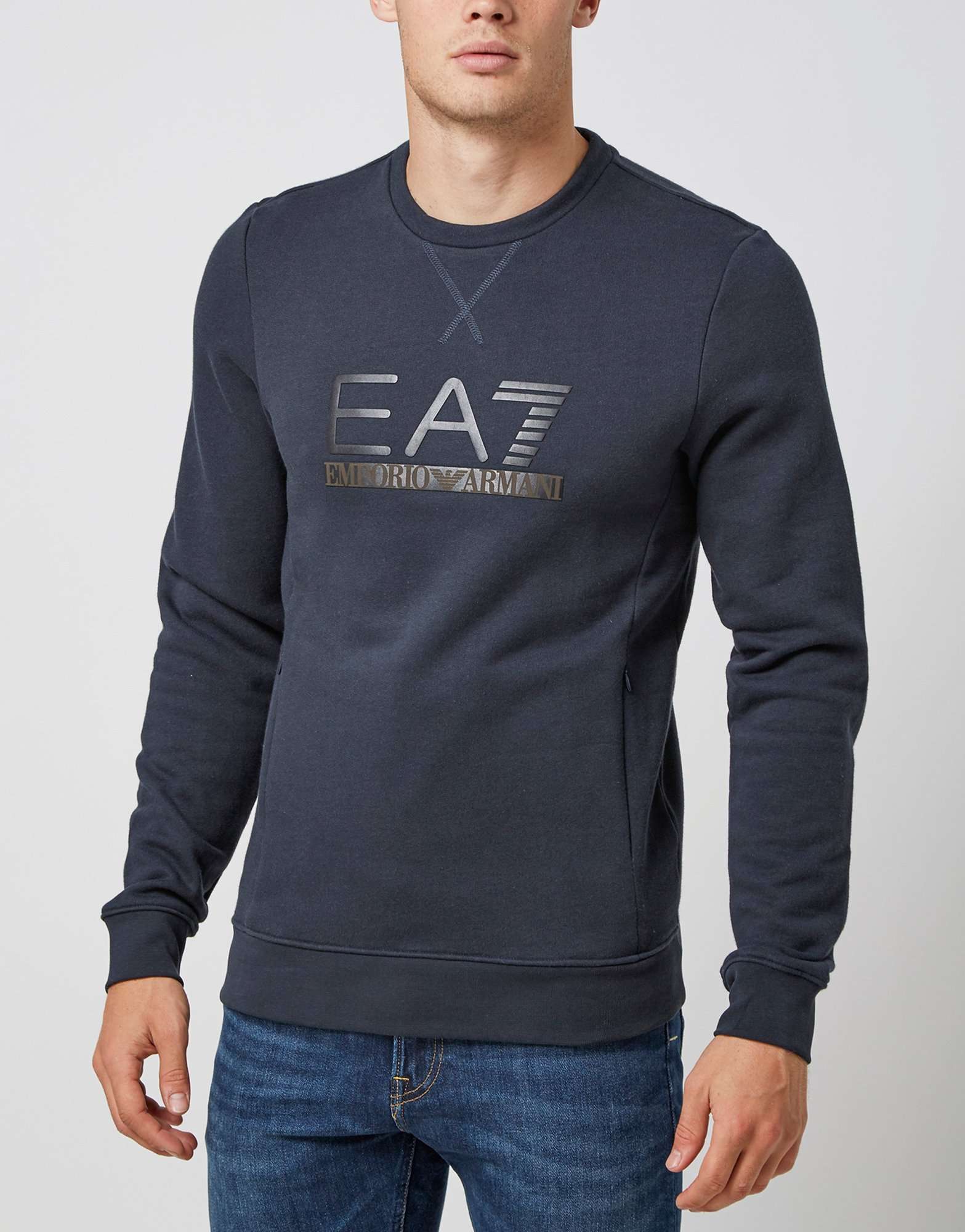 Emporio Armani Ea7 Leather Style Crew Sweatshirt Exclusive Scotts