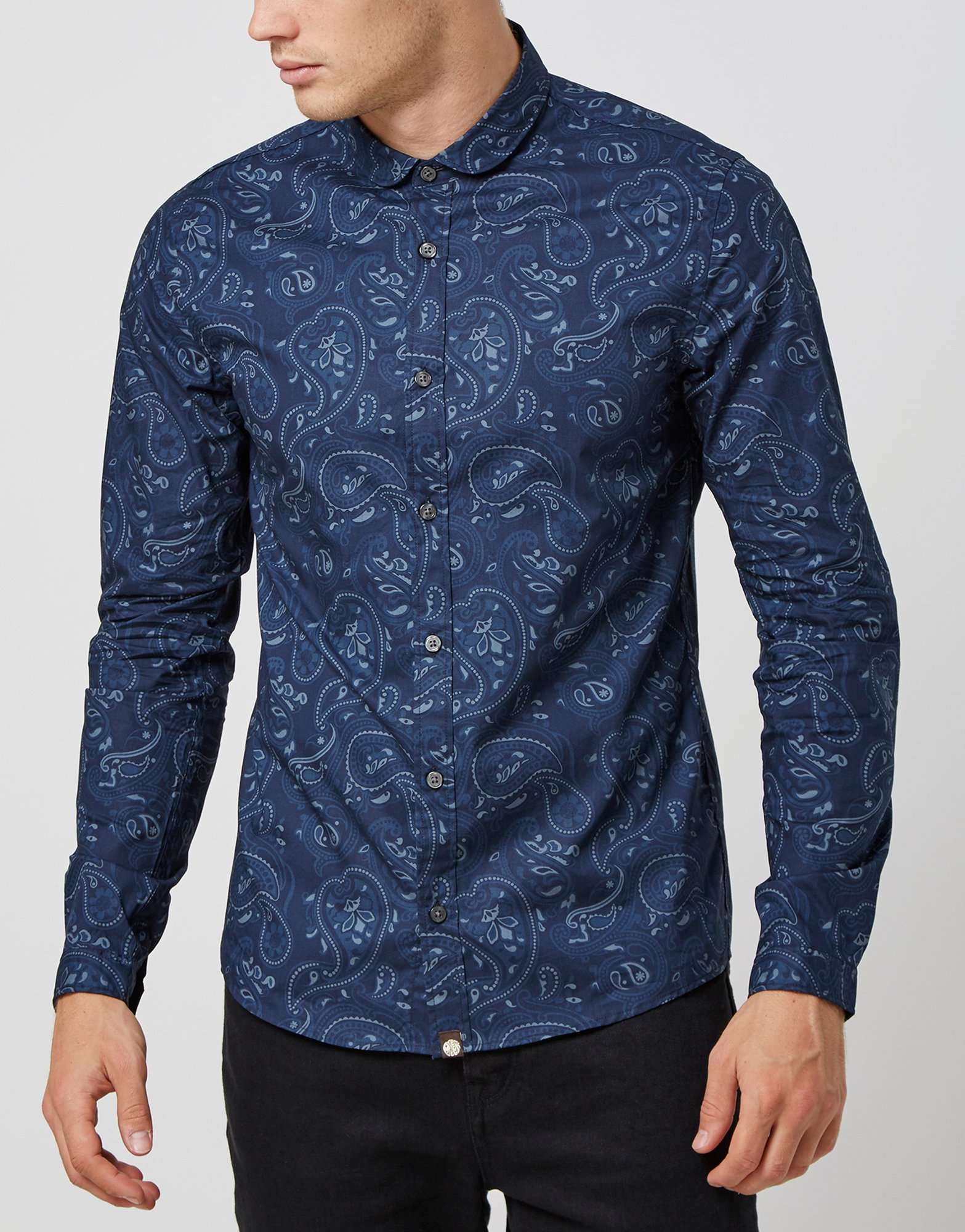 pretty green slim fit paisley print shirt