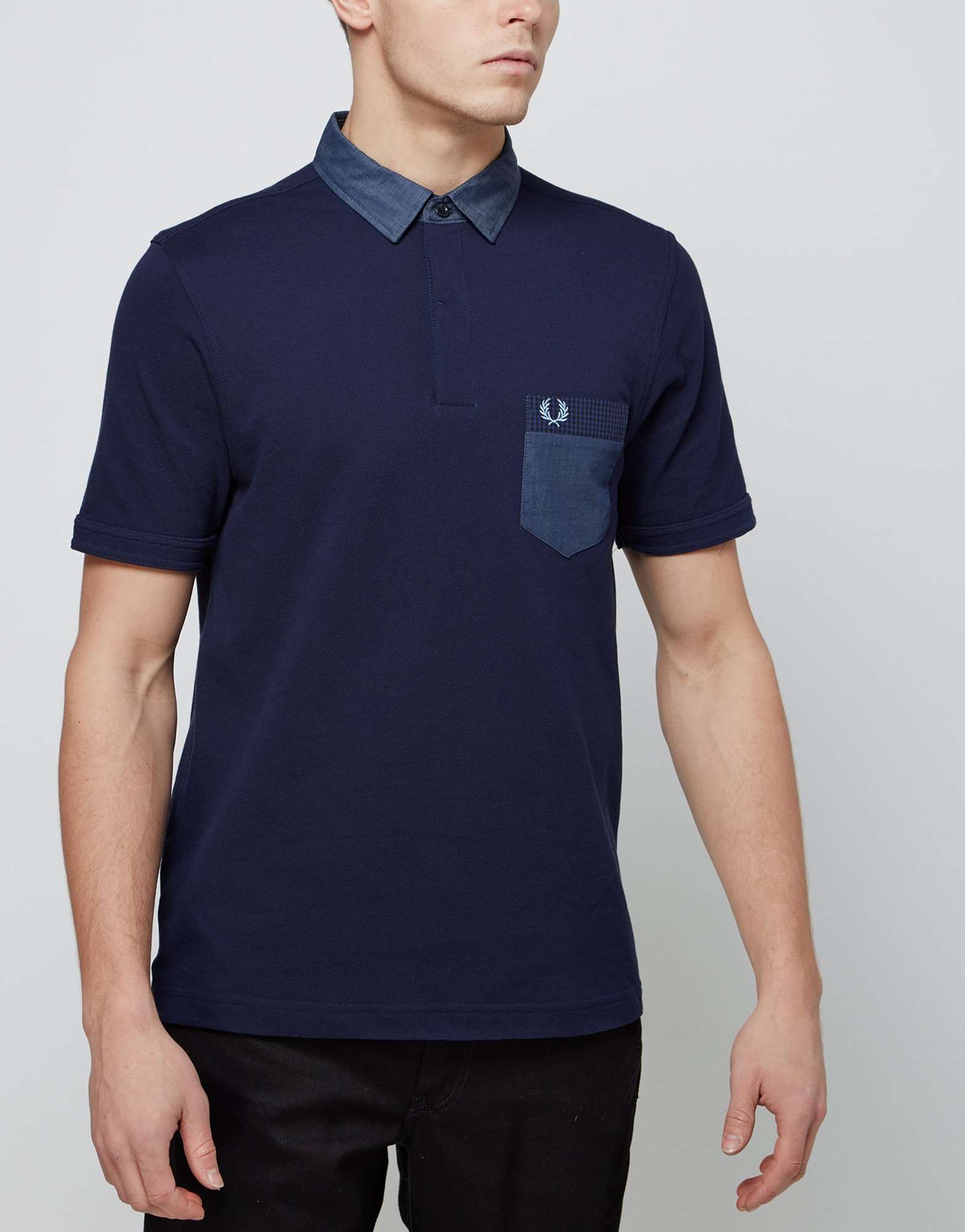 Fred Perry Gingham Trim Polo Shirt | scotts Menswear