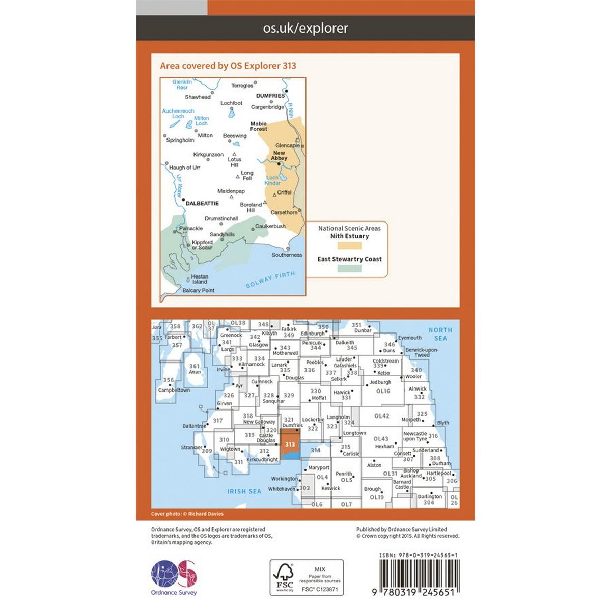 Ordnance Survey OS Explorer Map 313 - Dumfries & Dalbeattie