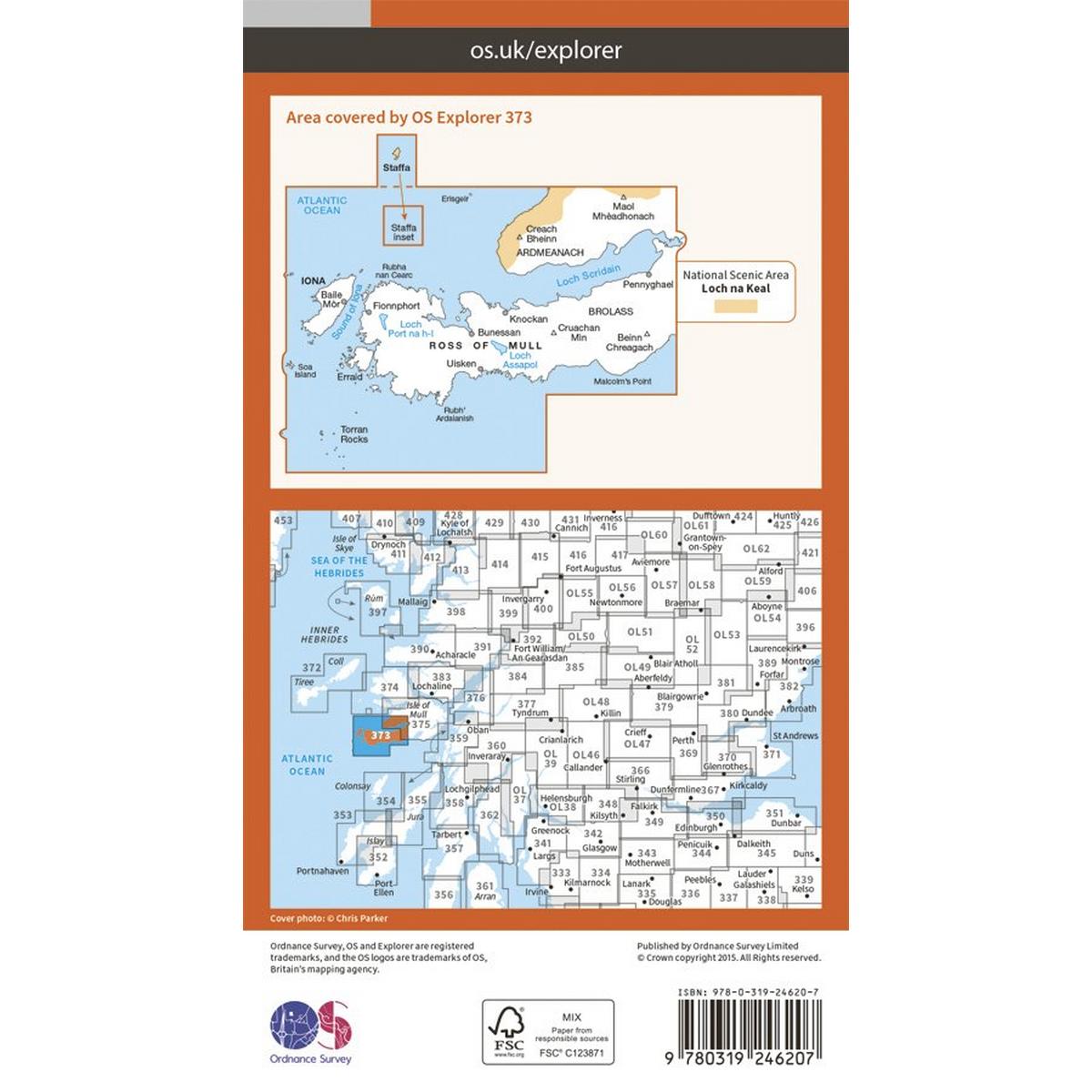 Ordnance Survey OS Explorer Map 373 Iona, Staffa and Ross of Mull