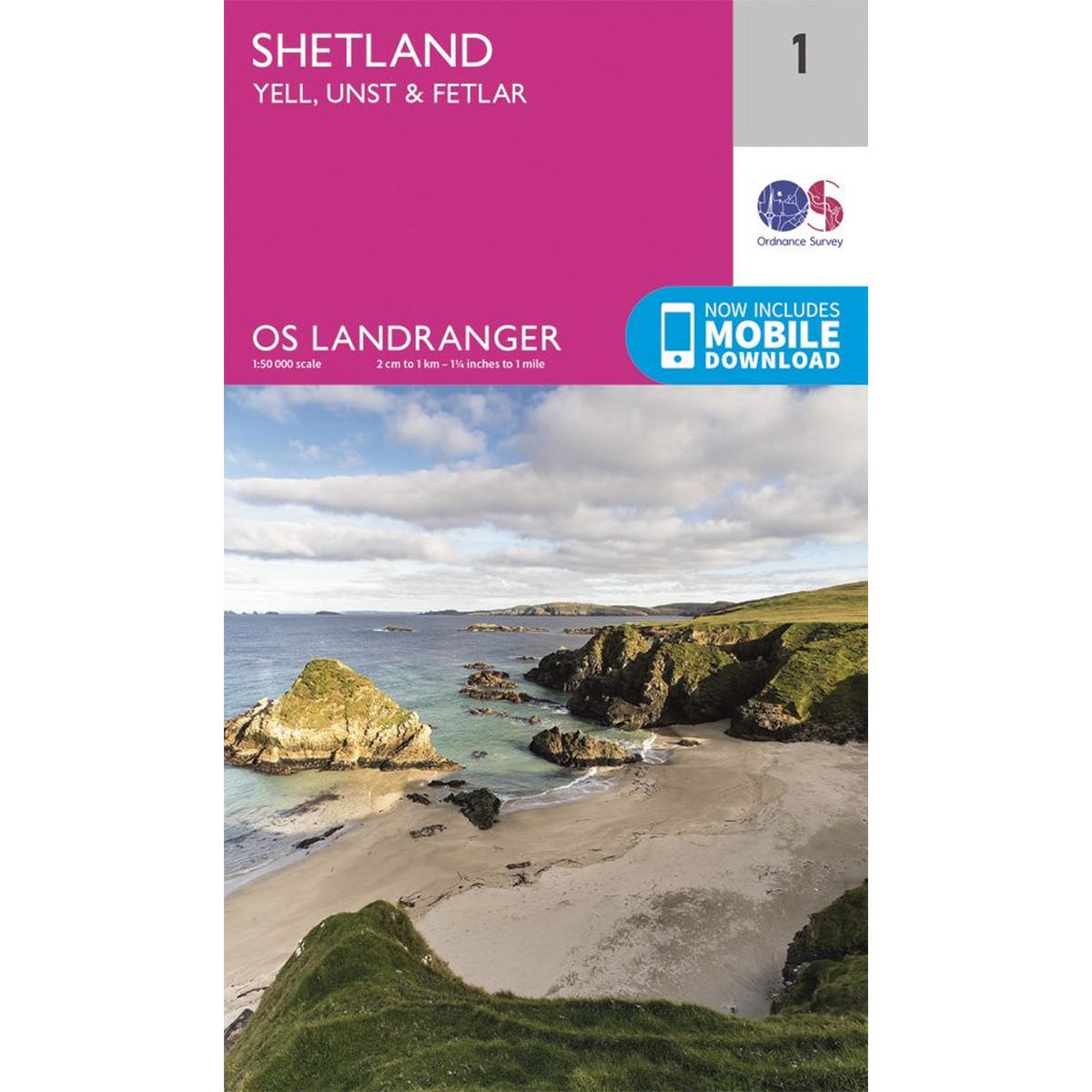 Ordnance Survey OS Landranger Map 01 Shetland - Yell, Unst and Fetlar
