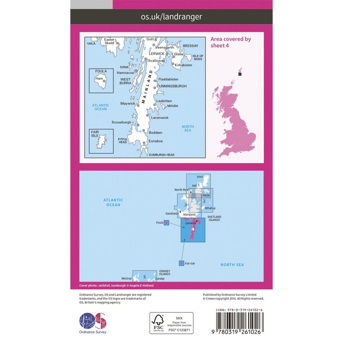 Ordnance Survey OS Landranger Map 04 Shetland - South Mainland
