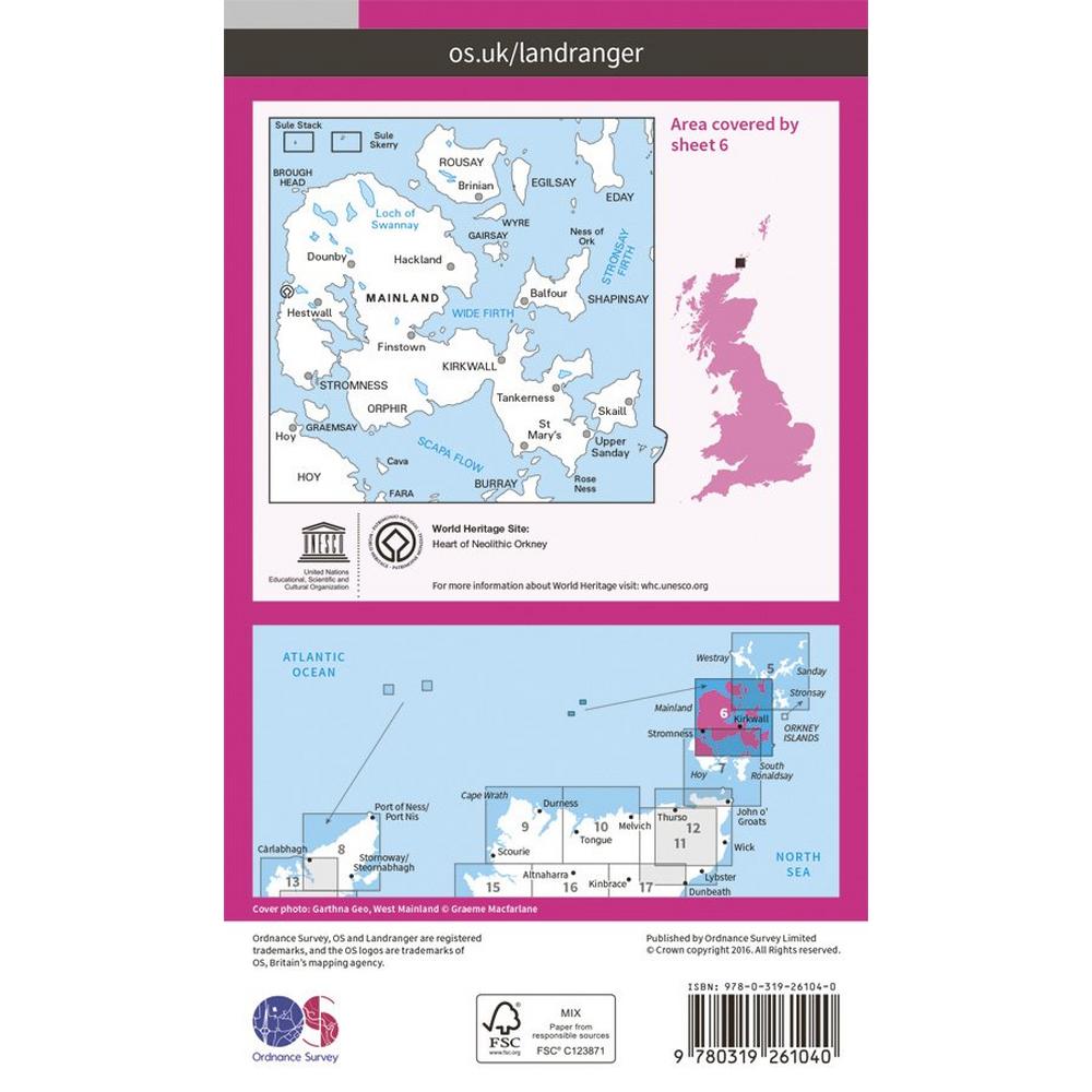 Ordnance Survey OS Landranger Map 06 Orkney - Mainland