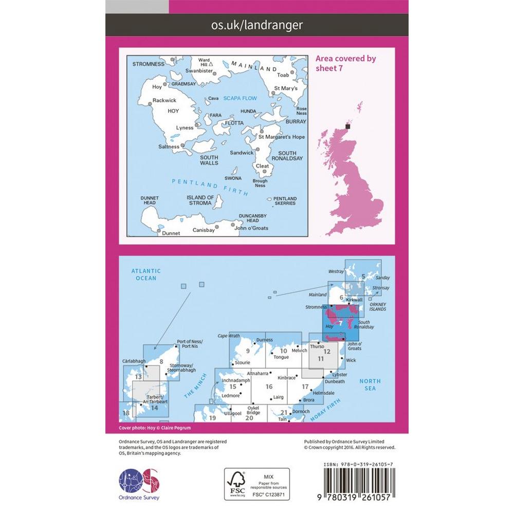 Ordnance Survey OS Landranger Map 07 Orkney - Southern Isles