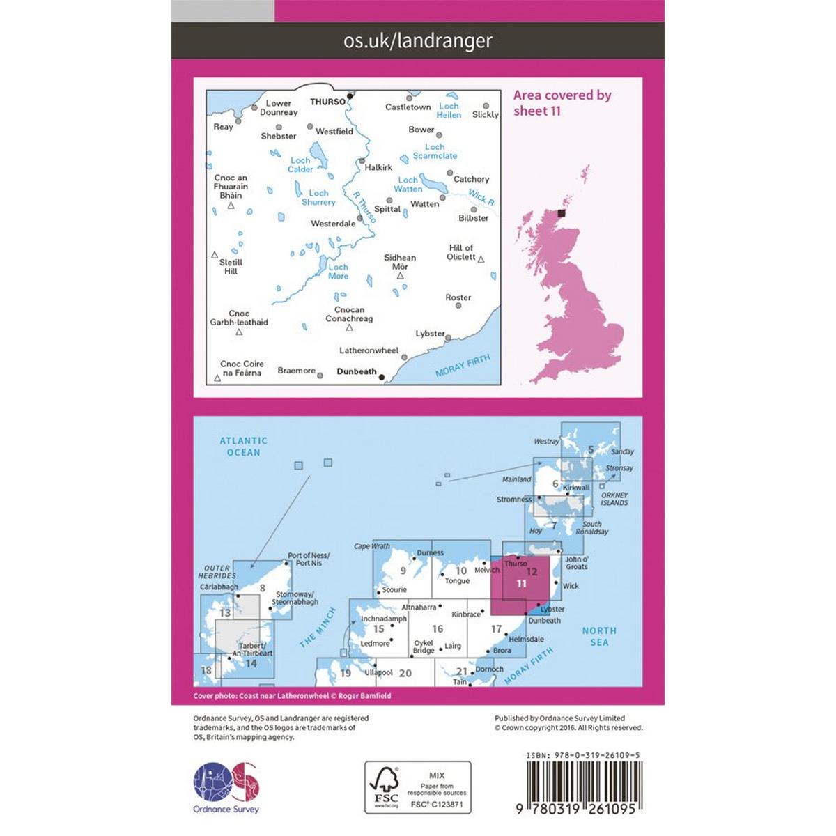 Ordnance Survey OS Landranger Map 11 Thurso & Dunbeath