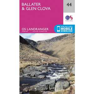 OS Landranger Map 44 Ballater, Glen Clova