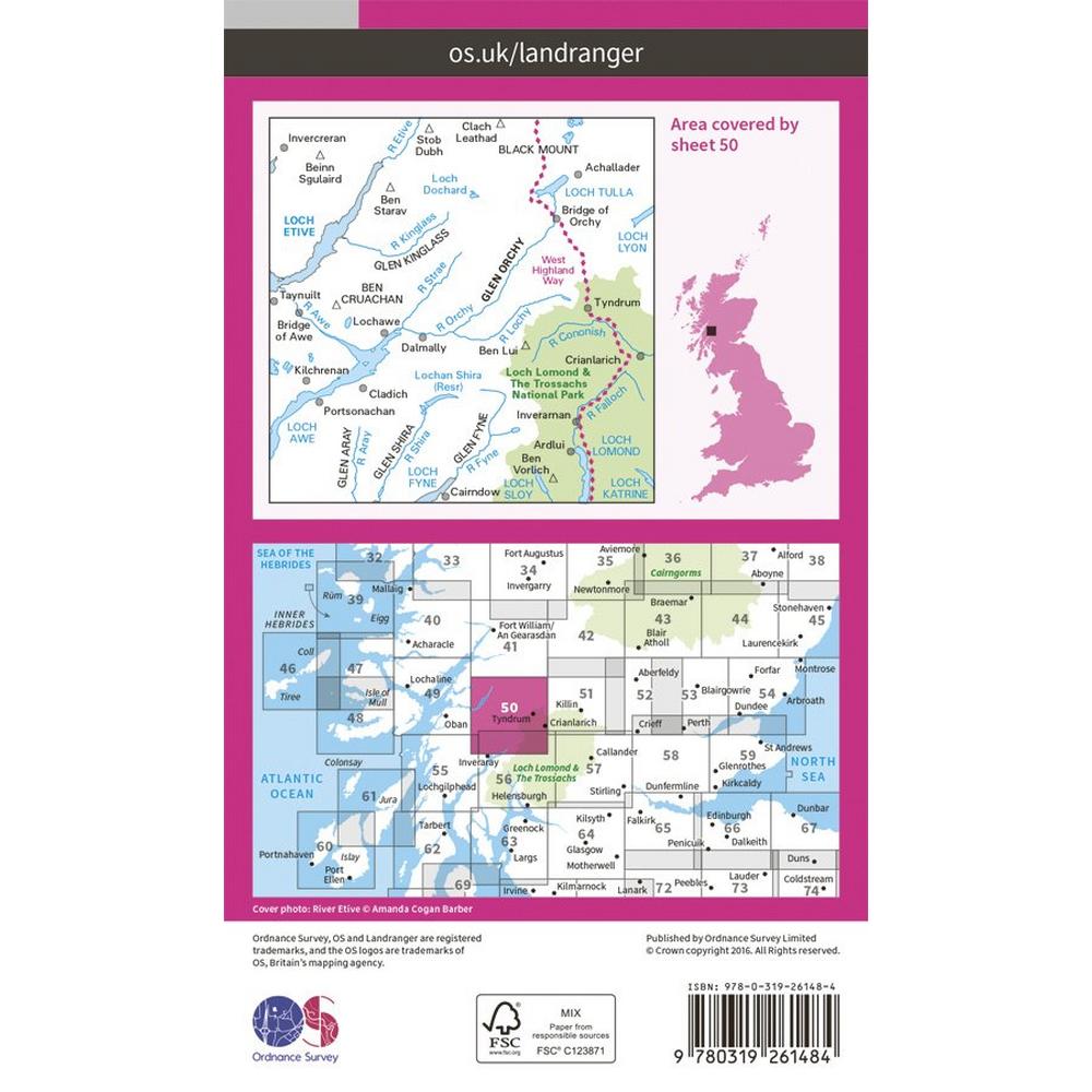 Ordnance Survey OS Landranger Map 50 Glen Orchy & Loch Etive
