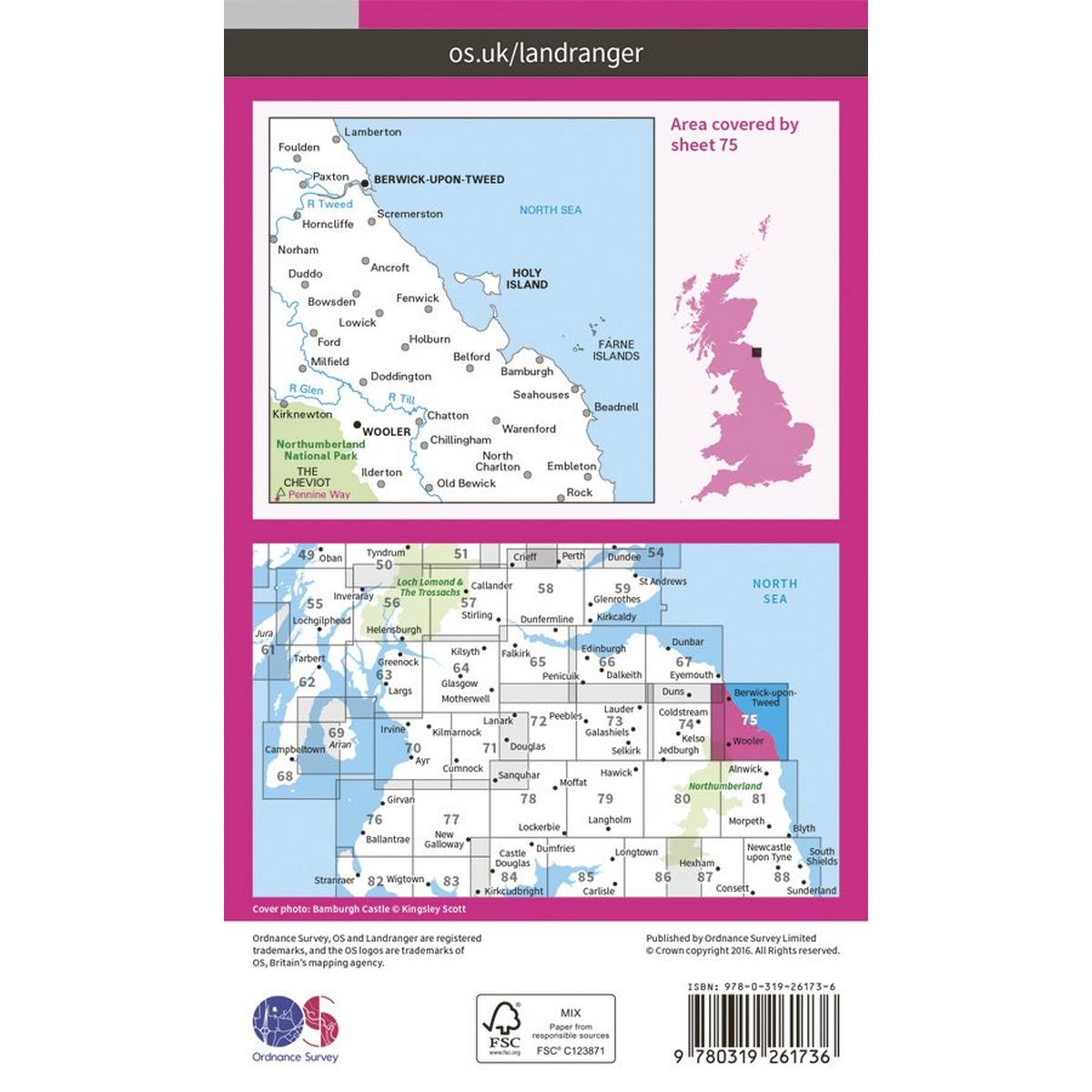 Ordnance Survey OS Landranger Map 75 Berwick-upon-Tweed
