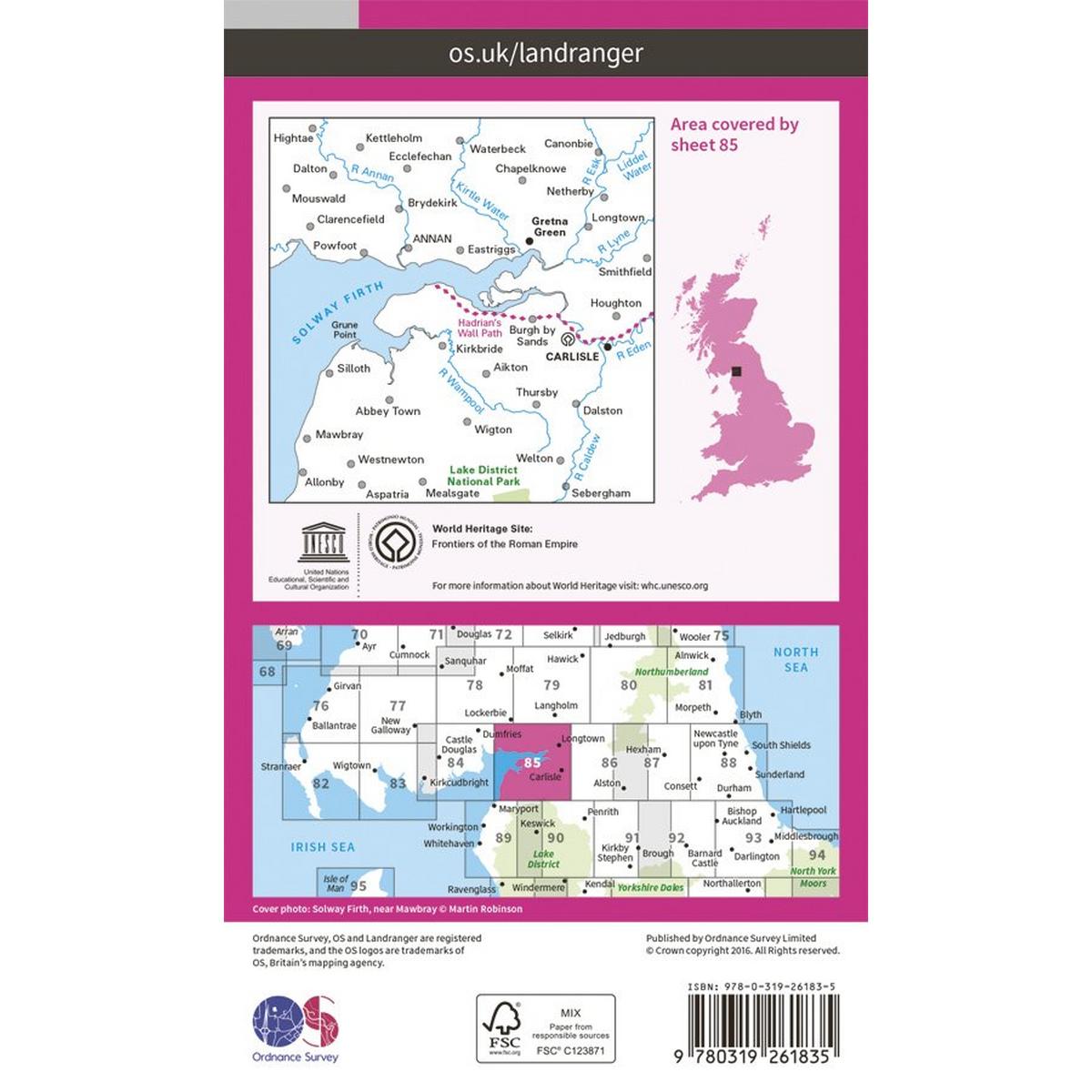 Ordnance Survey OS Landranger Map 85 Carlisle & Solway Firth, Gretna Green
