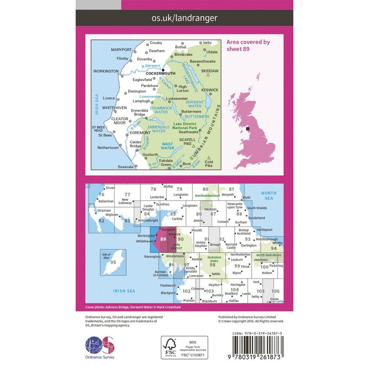 Ordnance Survey OS Landranger Map 89 West Cumbria, Cockermouth & Wast Water