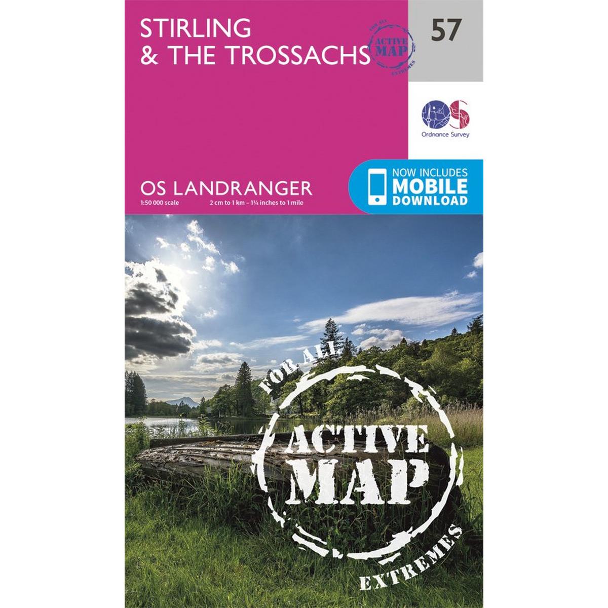 Ordnance Survey OS Landranger ACTIVE Map 57 Stirling & The Trossachs