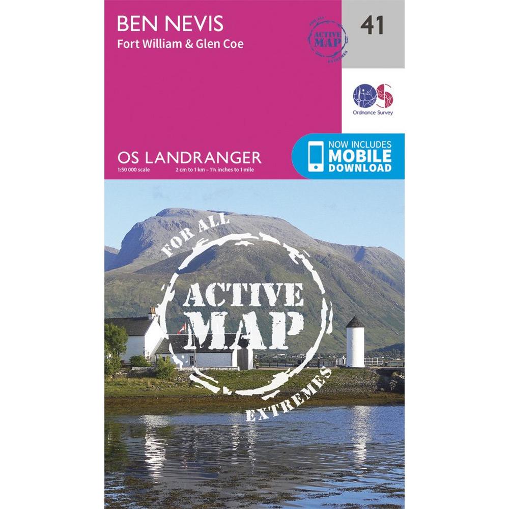 Ordnance Survey OS Landranger ACTIVE Map 41 Ben Nevis, Fort William & Glen Coe