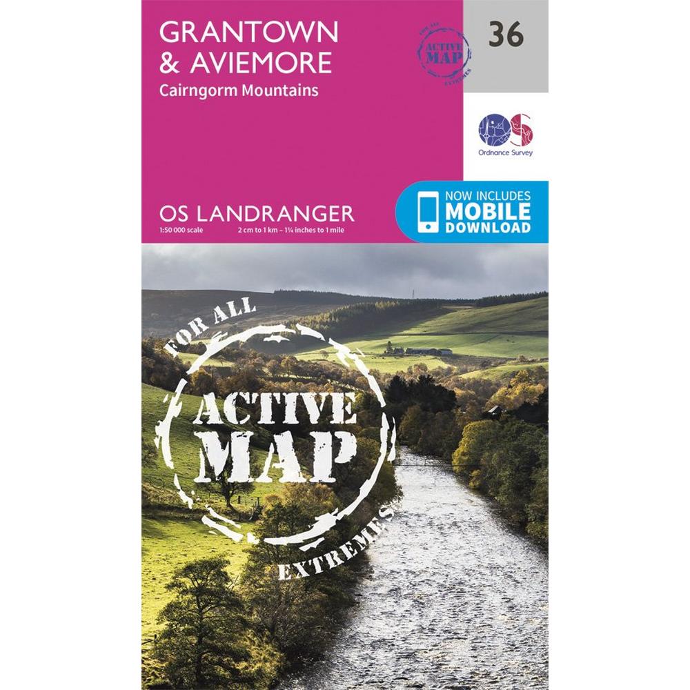Ordnance Survey OS Landranger ACTIVE Map 36 Grantown, Aviemore & Cairngorm Mountains