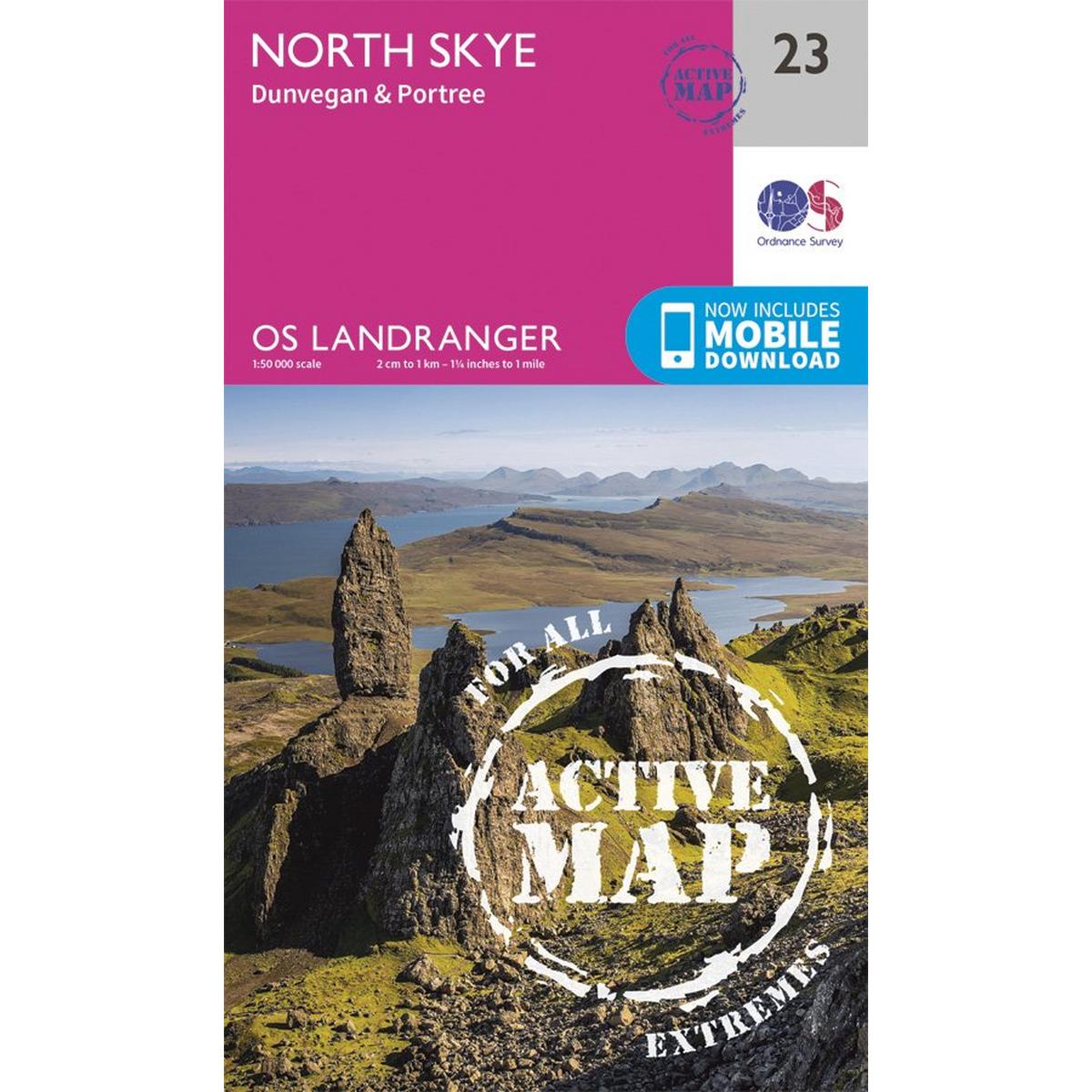 Ordnance Survey OS Landranger ACTIVE Map 23 North Skye, Dunvegan & Portree