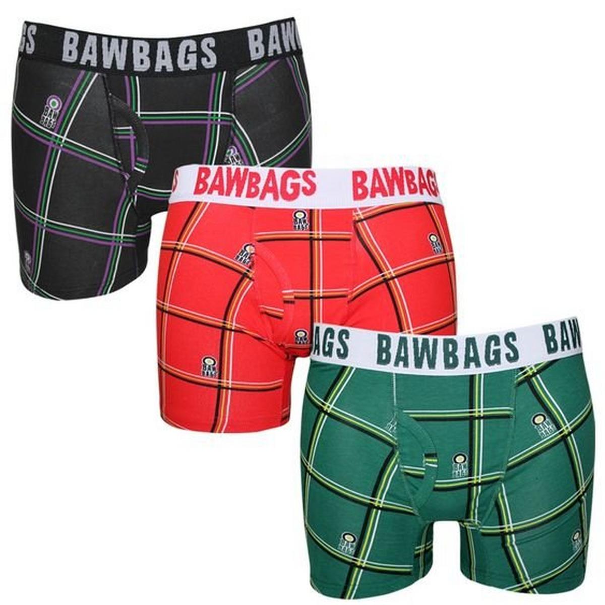 Bawbags Men's Cotton Boxers 3 Pack Tartan