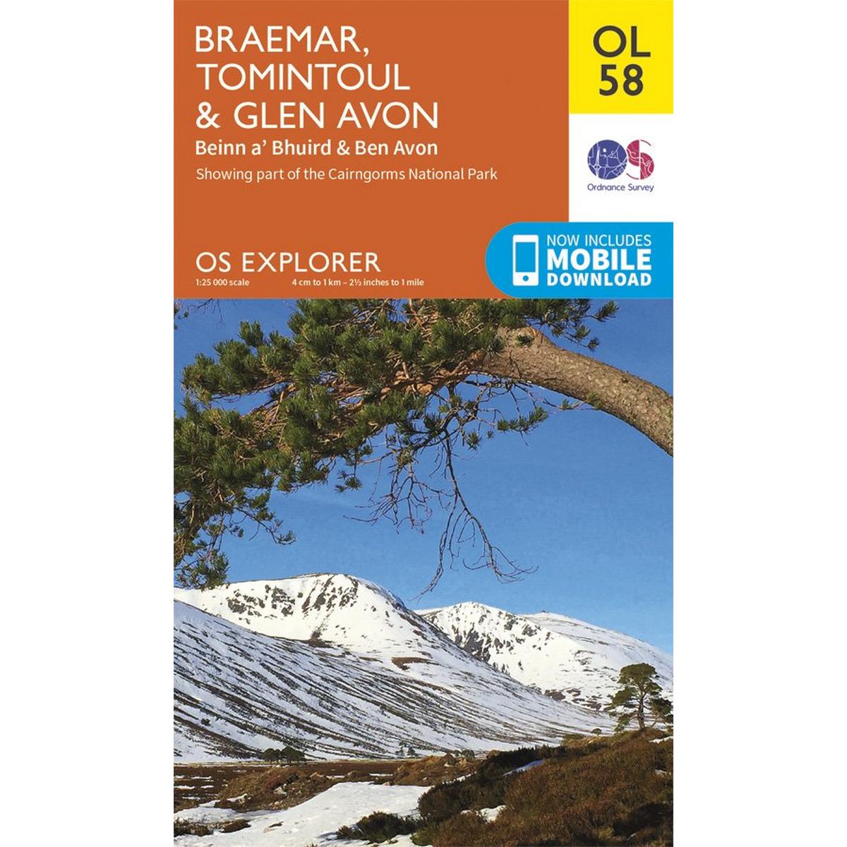 Ordnance Survey OS Explorer Map OL58 Braemar, Tomintoul & Glen Avon