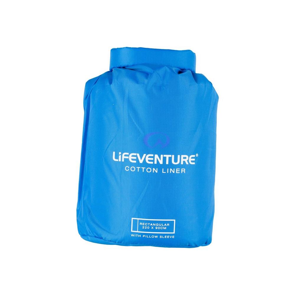 Lifeventure Rectangular Cotton Sleeping Bag Liner - Blue