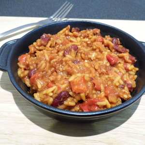 Camping Meal: Vegetable Chilli with Rice
