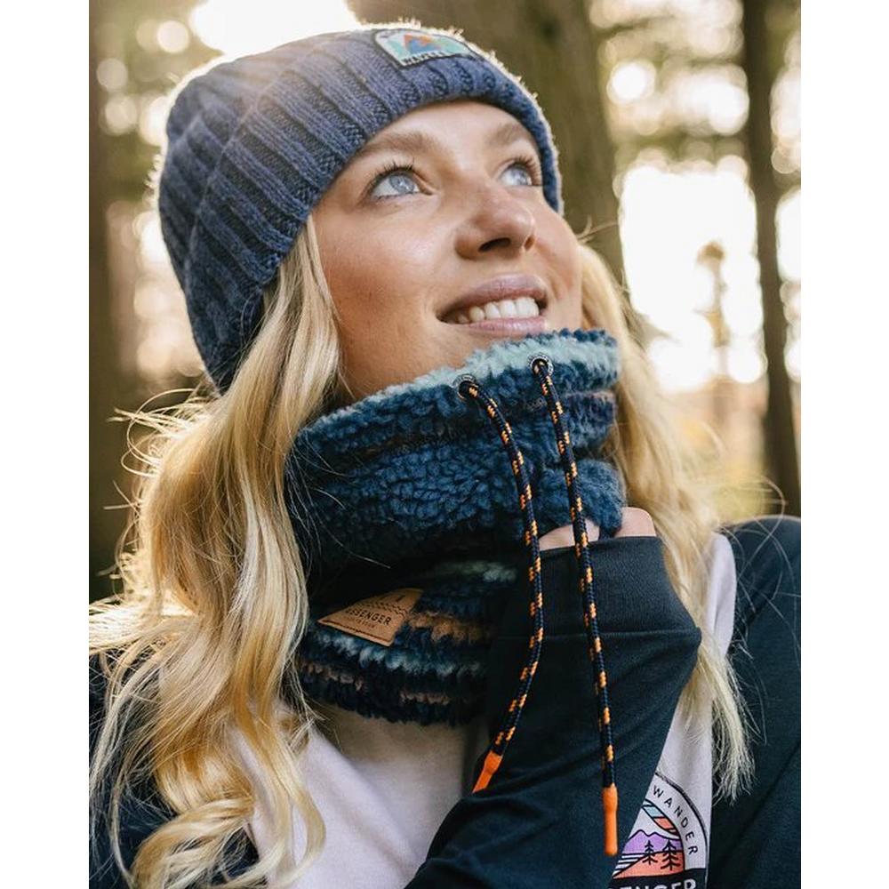 Passenger Unisex Mulled Sherpa Fleece Snood - Blue Coral Pattern