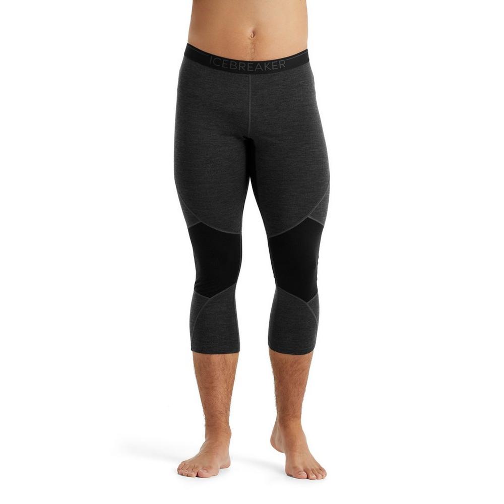 Icebreaker Men's BodyfitZone Merino 260 Zone 3/4 Thermal Leggings - 2020 - Jet Heather Black