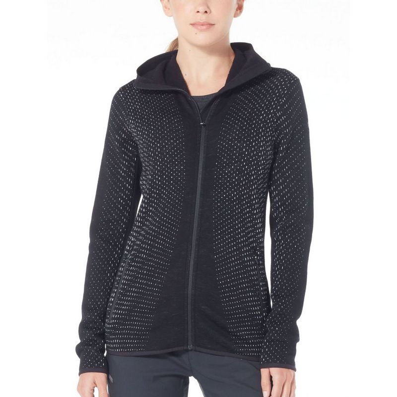 Women s Elemental Long Sleeve Zip Hood Crystal Icebreaker Midlayers Tiso