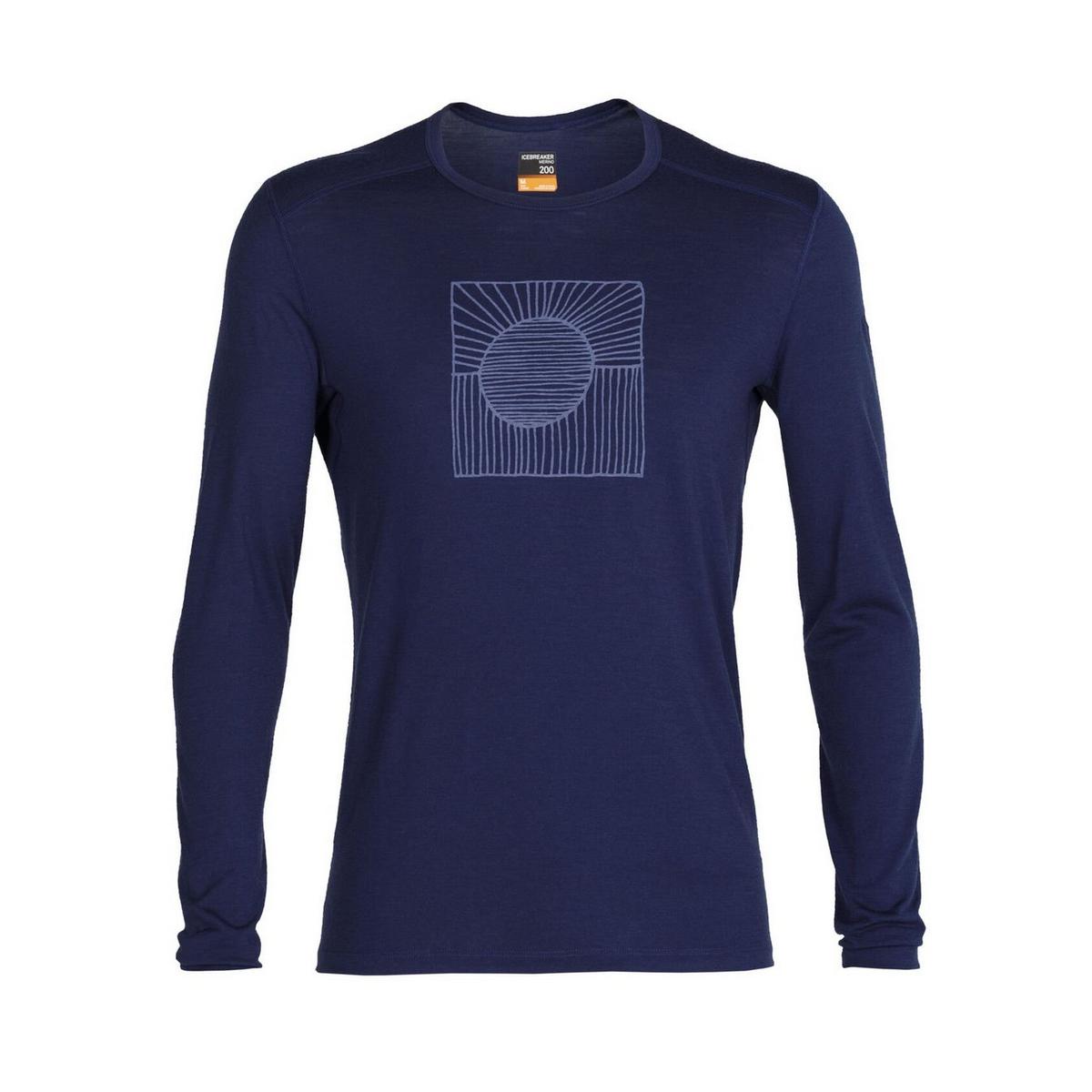 Icebreaker Men's 200 Oasis Long Sleeve Crewe Thermal Top Solar - Navy