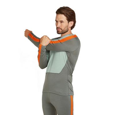 Icebreaker Men's Merino 200 Sonebula Long Sleeve Crewe Thermal Top - Grey/ Green