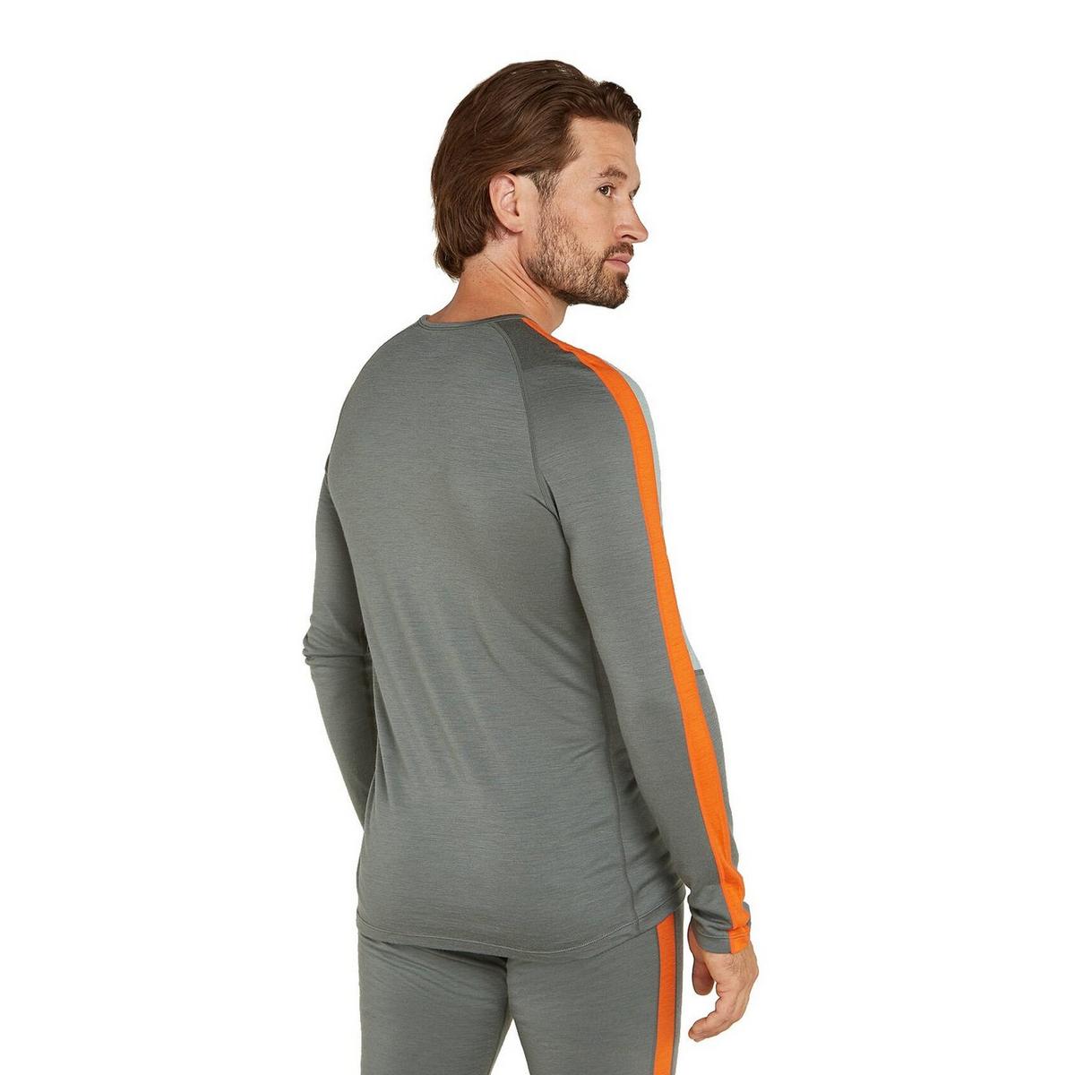 Icebreaker Men's Merino 200 Sonebula Long Sleeve Crewe Thermal Top - Grey/ Green