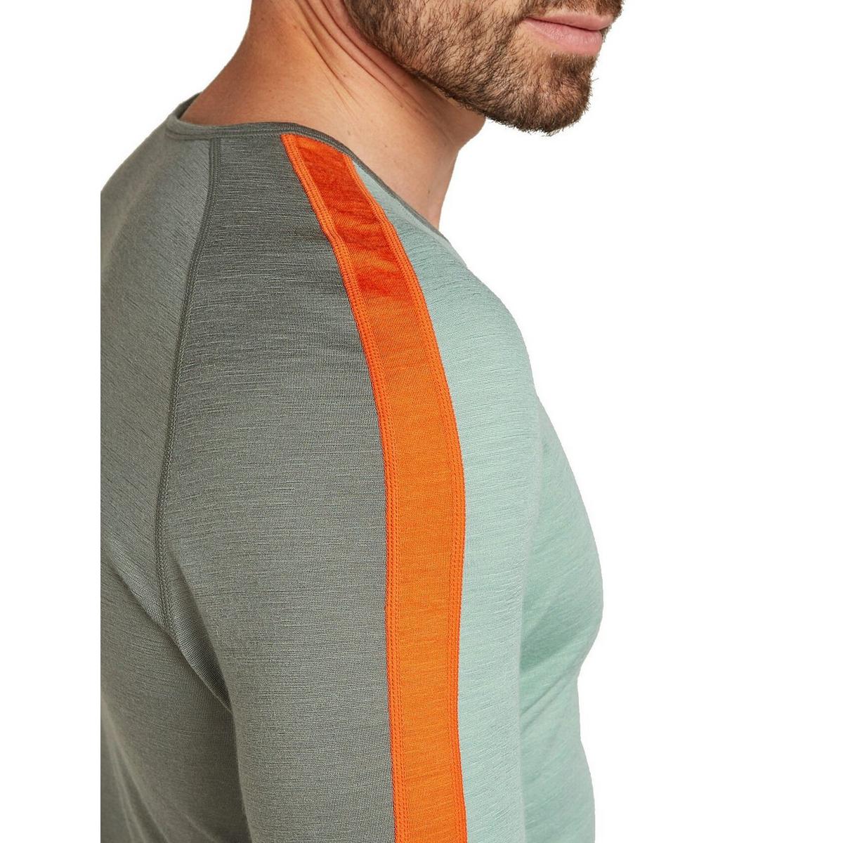 Icebreaker Men's Merino 200 Sonebula Long Sleeve Crewe Thermal Top - Grey/ Green