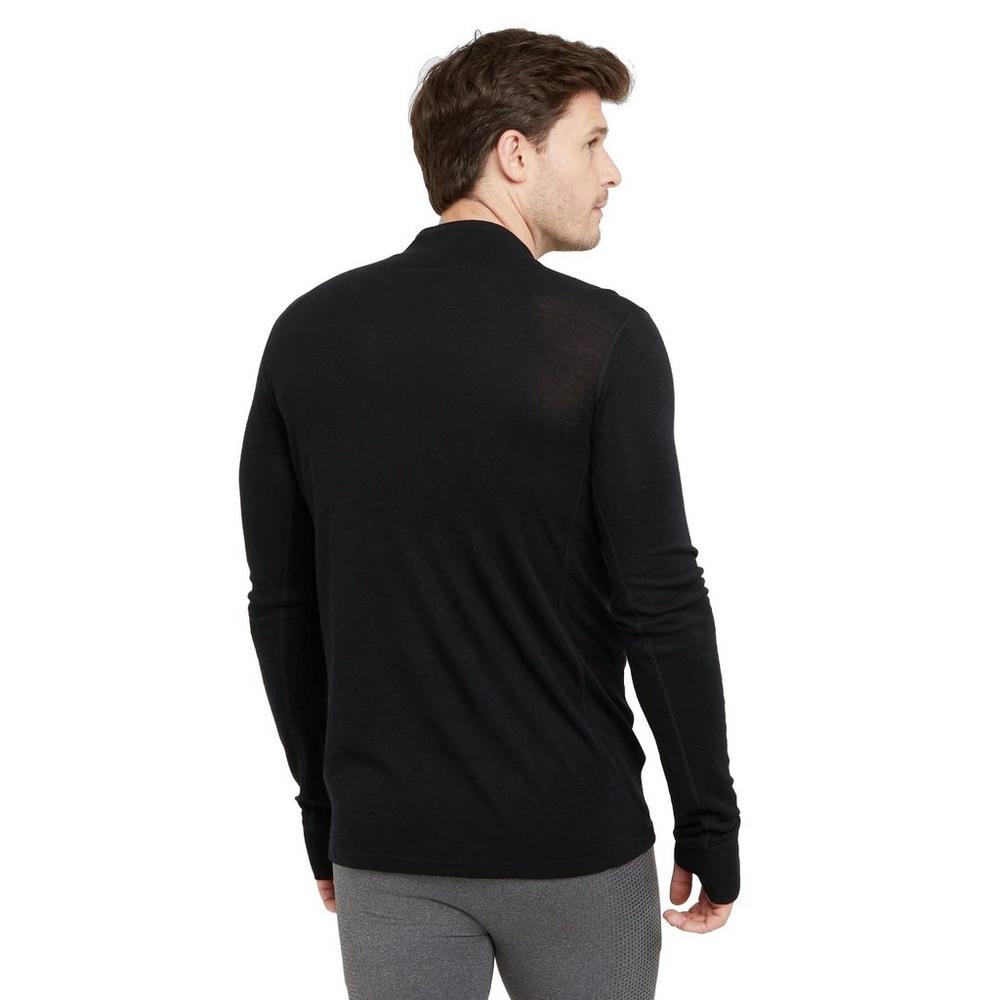Oex Men?s Kelso Merino Long Sleeve Zip Base Layer - Black
