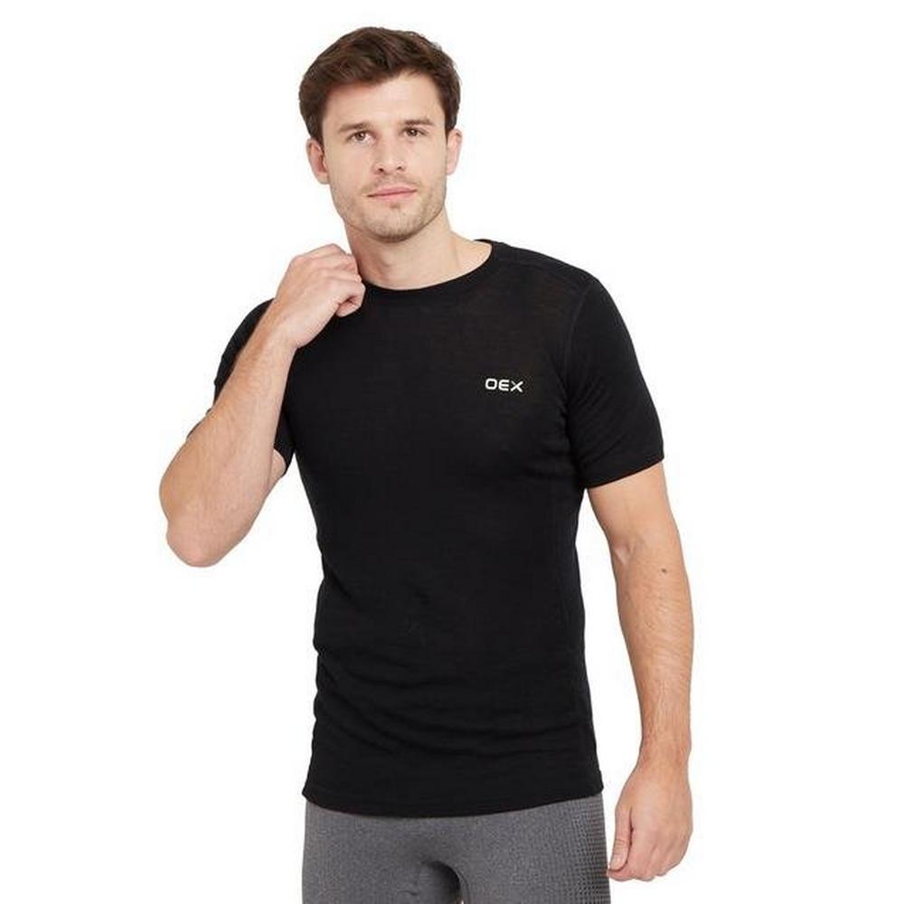 Oex Men?s Kelso Merino Short Sleeve Base Layer - Black