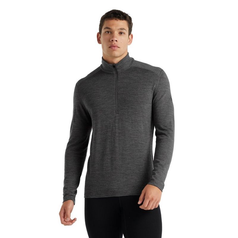 Icebreaker Men s Merino 260 Tech Long Sleeve Half Zip Thermal Top Gritstone Heather Men s Baselayers Tiso UK