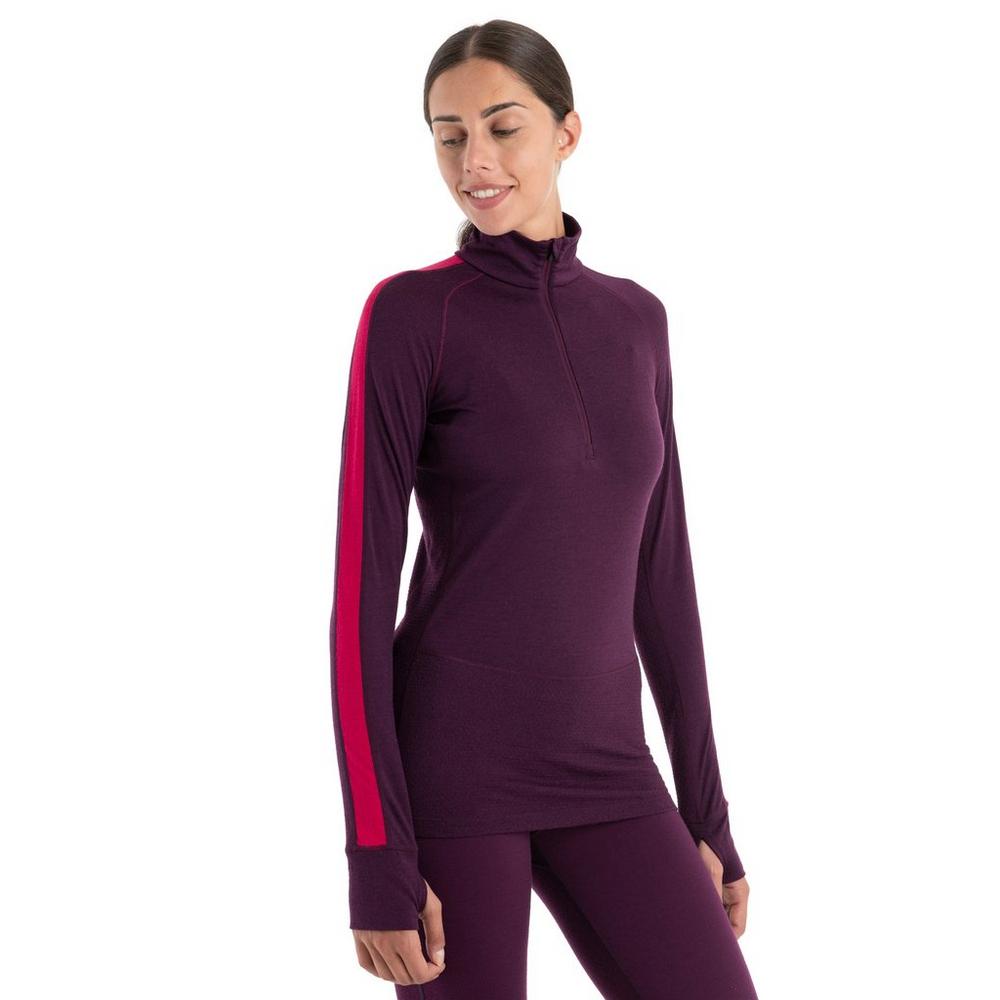 Icebreaker Women's 200 Merino Zoneknit Half Zip Long Sleeve - Purple