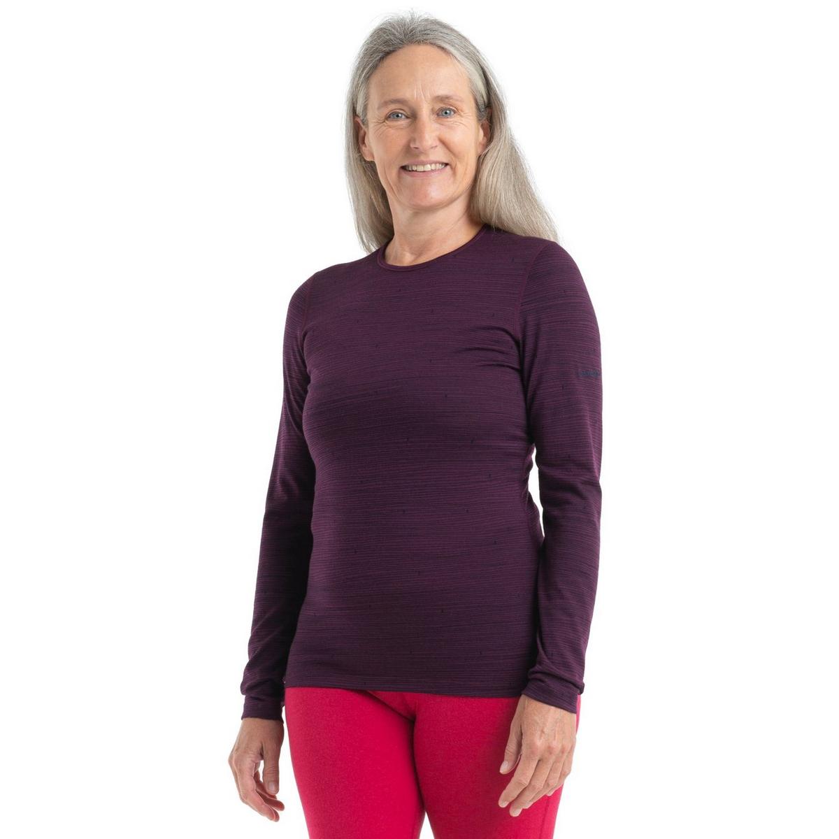 Icebreaker Women's 200 Oasis LS Crewe Ski Track - Purple