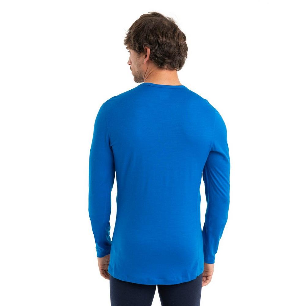 Icebreaker Men's 200 Oasis LS Crewe Ski Stripes - Blue