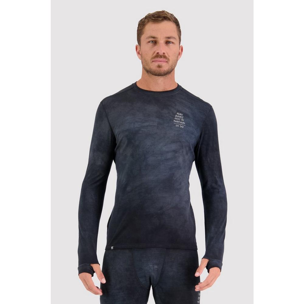 Mons Royale Men's Cascade Merino Flex 200 Long Sleeve - Black Storm Wash