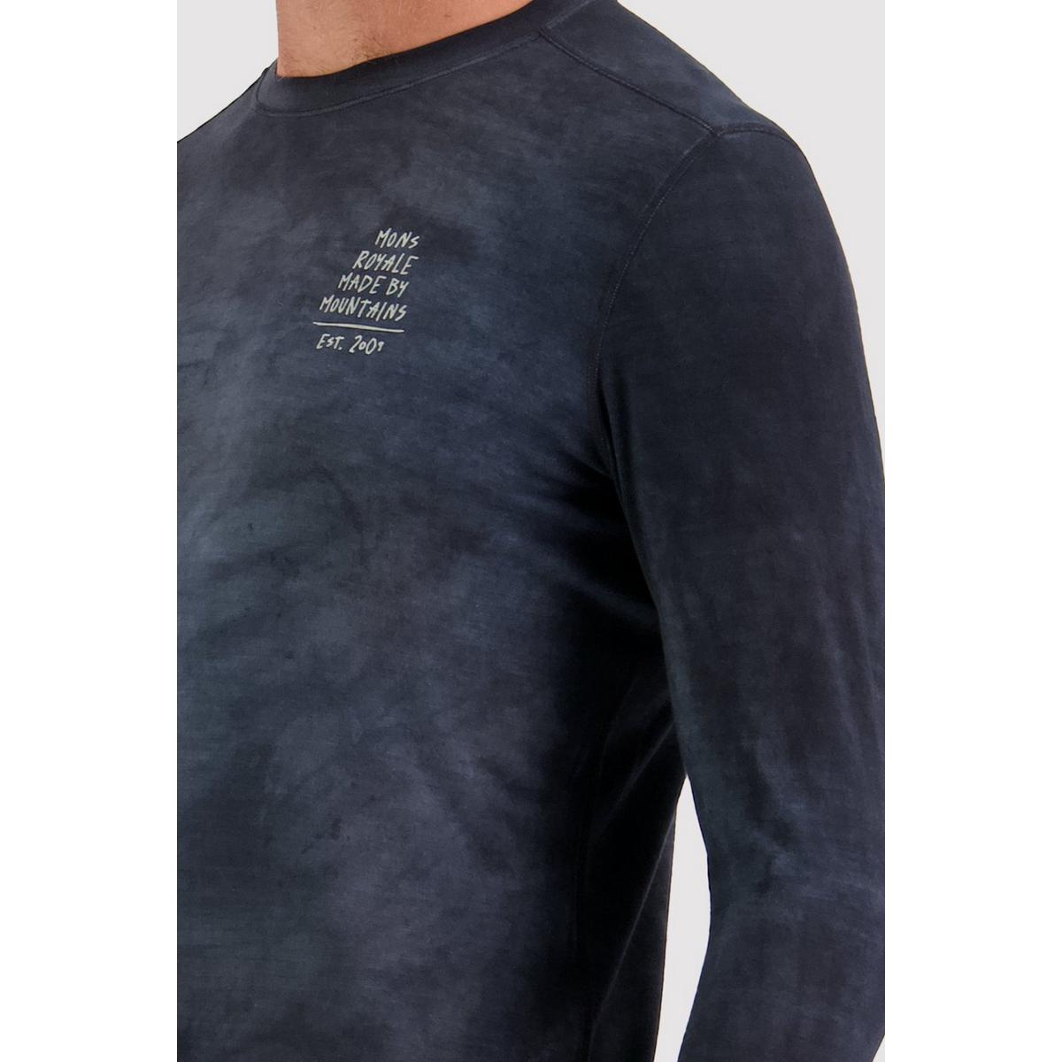 Mons Royale Men's Cascade Merino Flex 200 Long Sleeve - Black Storm Wash