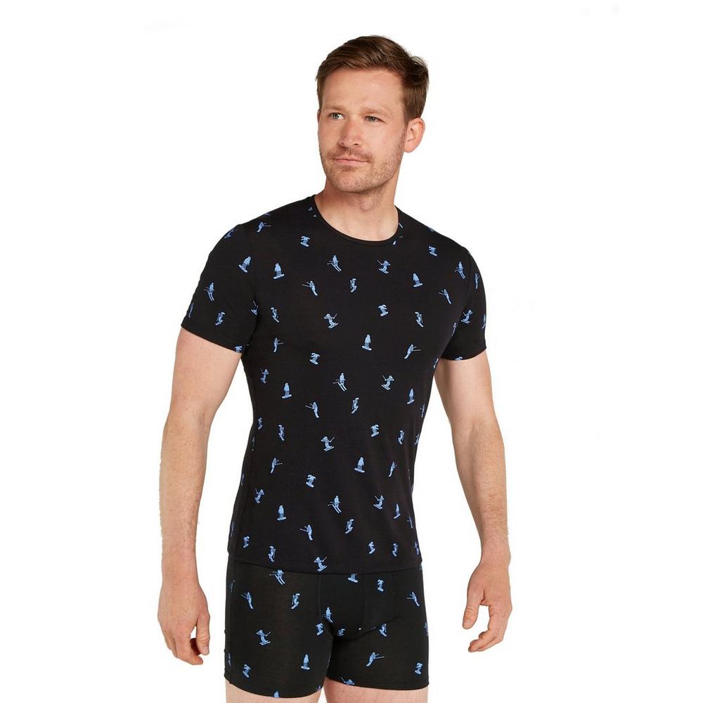 Icebreaker Men's 150 Anatomica Short-Sleeve Base Layer Top - Ski Day / Black