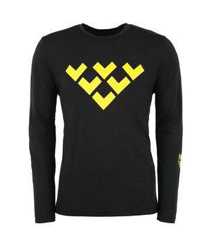  Men's Chevron Merino Blend LS T-Shirt - Black/Yellow