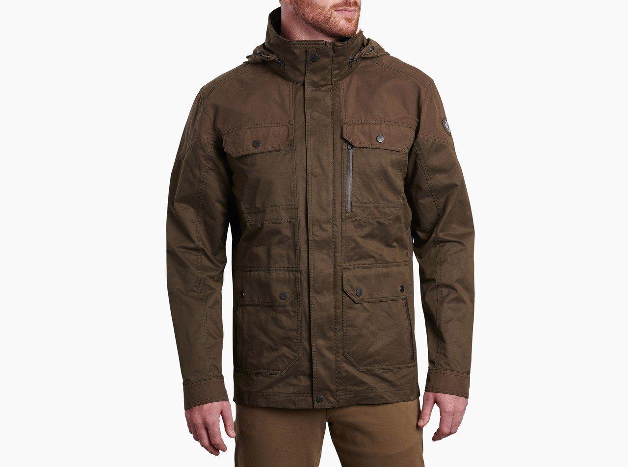 Kuhl, Advokat Full Zip Fleece Jacket Leather Trim Brown