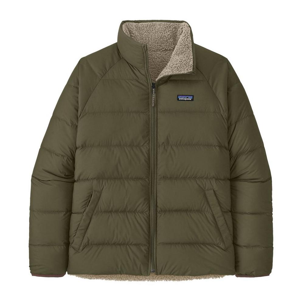 Patagonia Men's Reversible Silent Down Fleece Jacket - Green / Cream