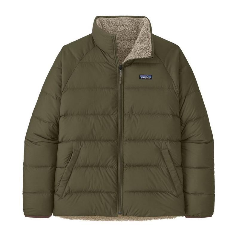 Men's Reversible Silent Down Fleece Jacket - Green / Cream