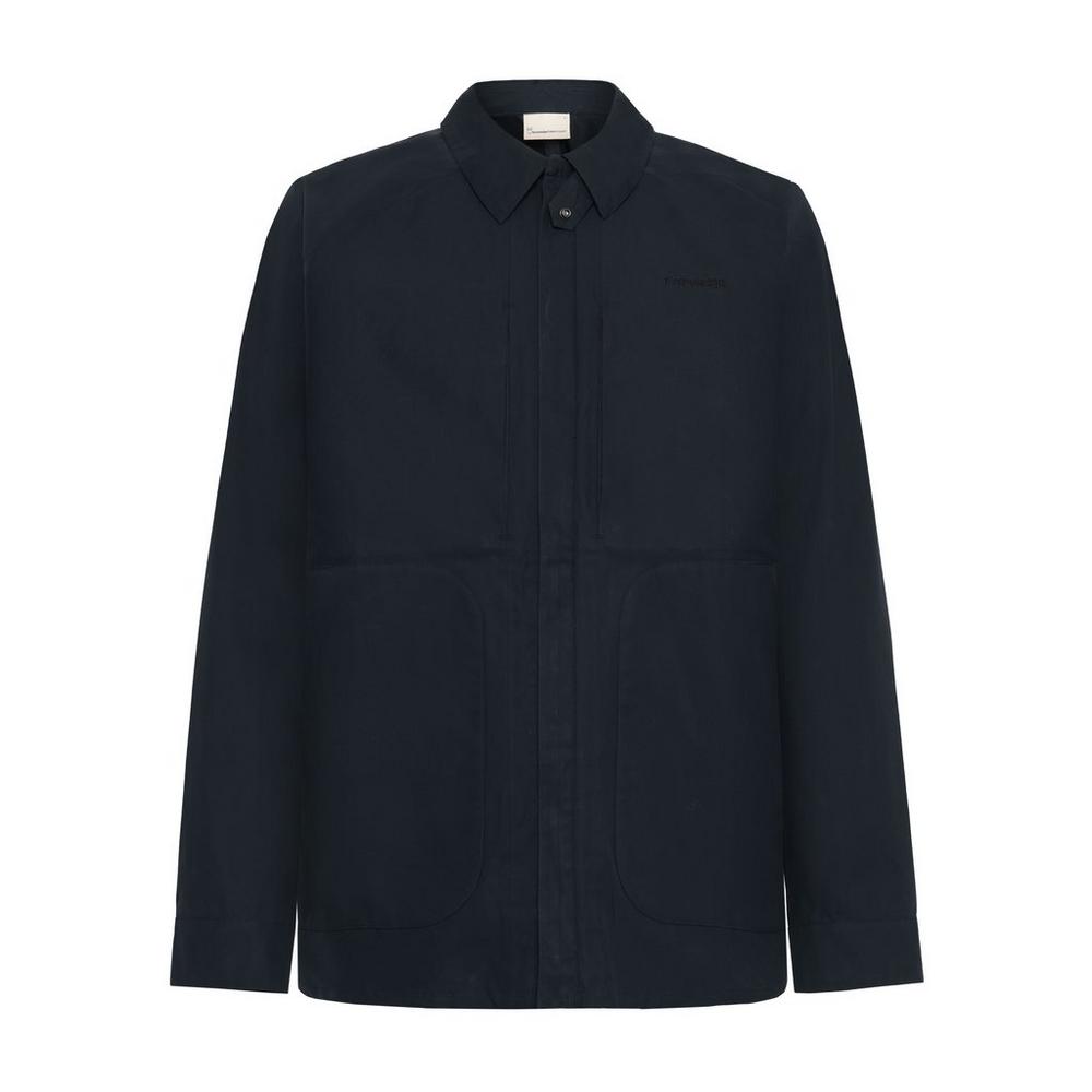 Knowledge Cotton Men's Vent Canvas 200 Classic Overshirt - Navy