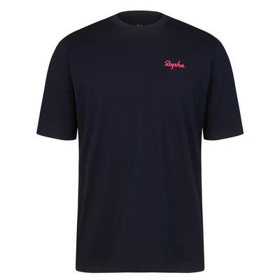 Rapha Men's Logo T-Shirt - Dark Navy / Hi-Vis Pink